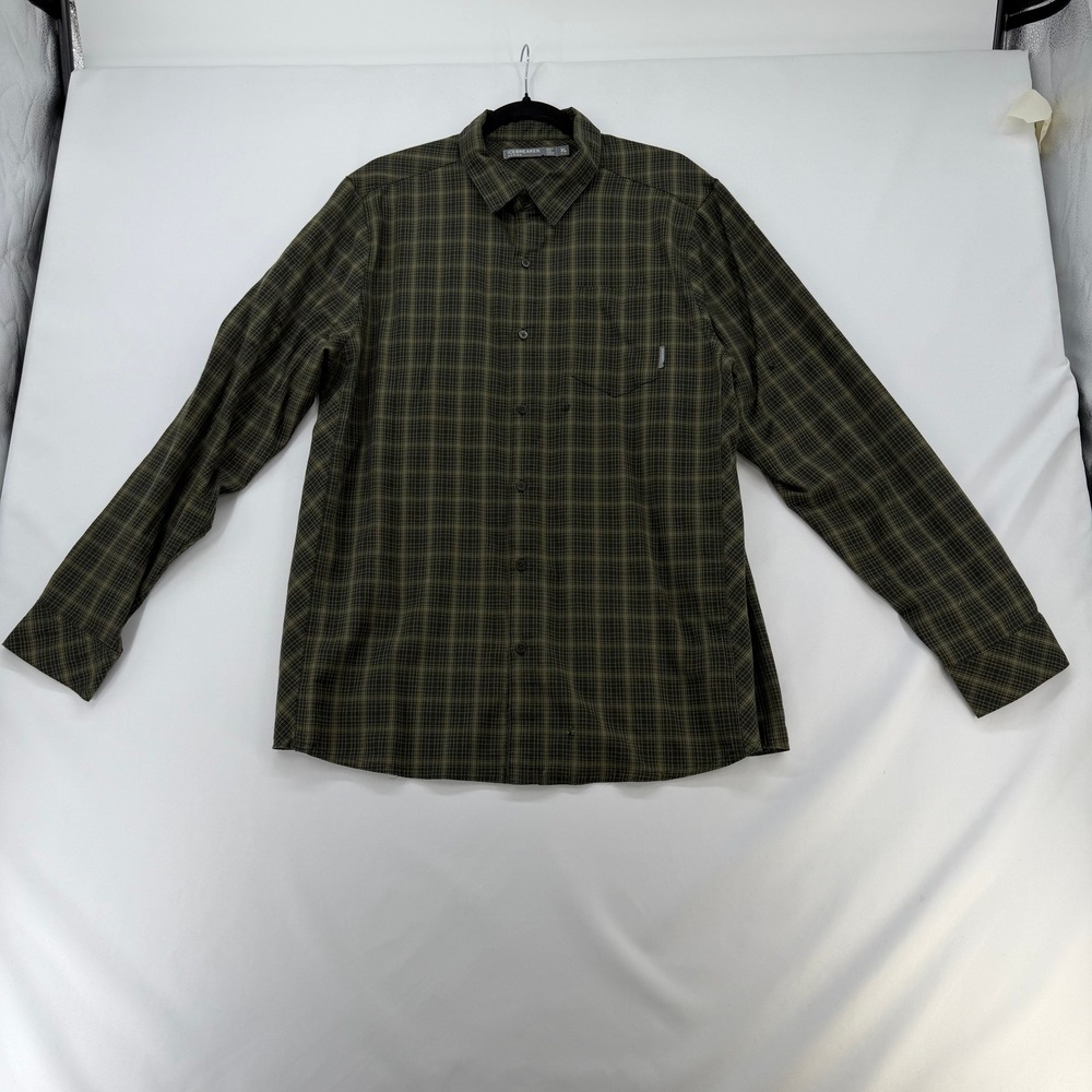 Icebreaker Merino Wool Plaid Button Down Shirt Mens XL Olive Long Sleeve -READ
